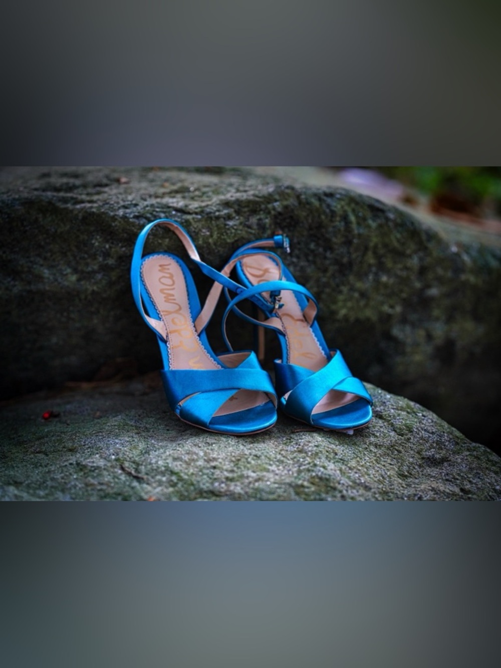 Sam Edelman Blue Satin Strappy Stiletto Sandals - Size 8 - Picture 6 of 10